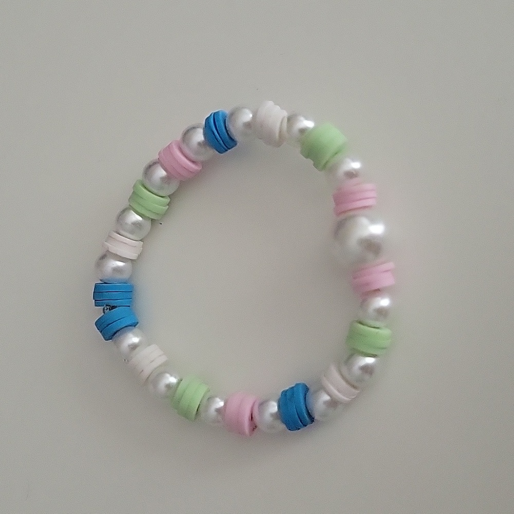 pink green blue and pearl bracelet